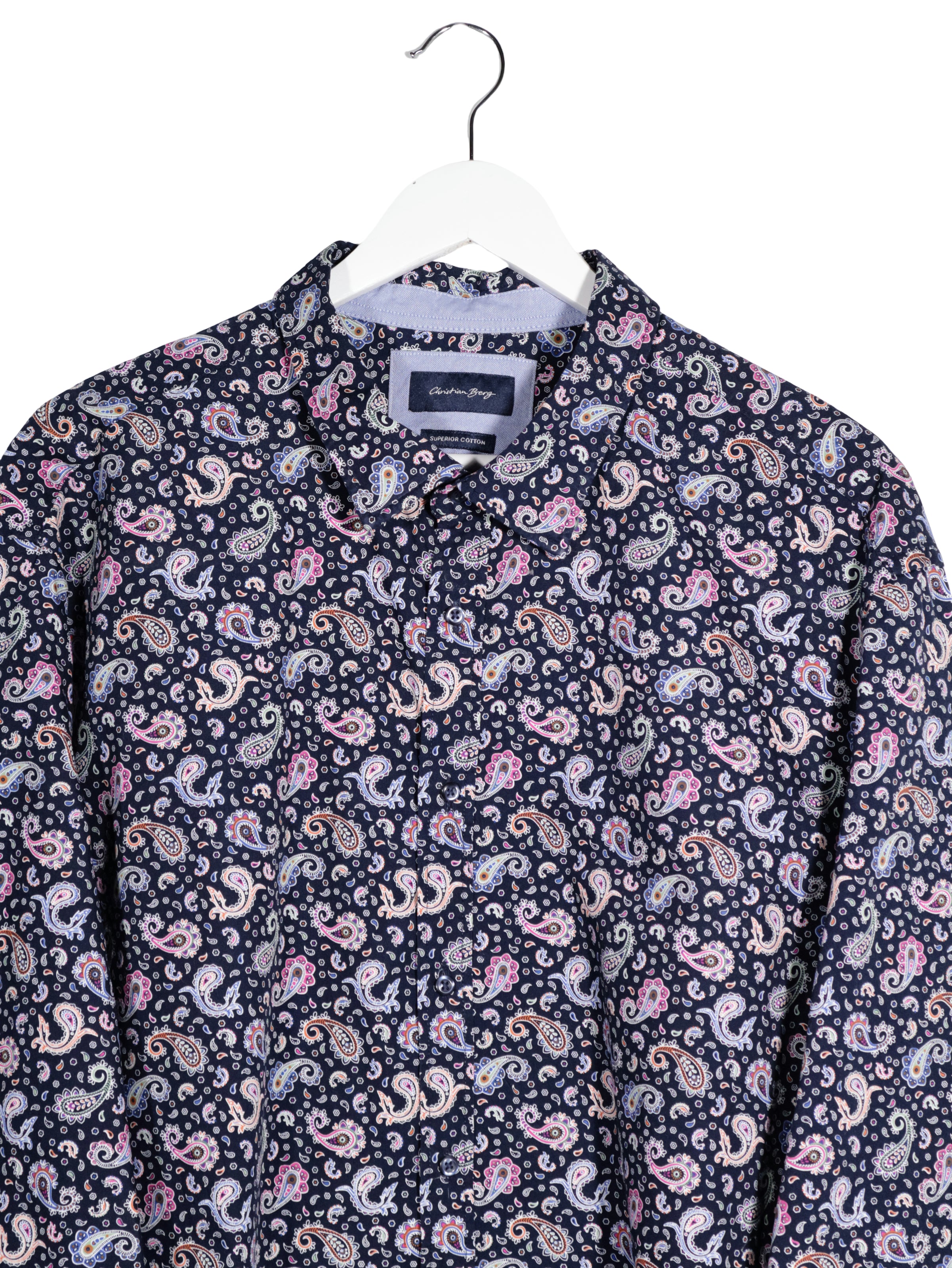 Camasa Christian Berg bleumarin cu imprimeu paisley multicolor mărime 3XL detaliu material și croială second-hand premium