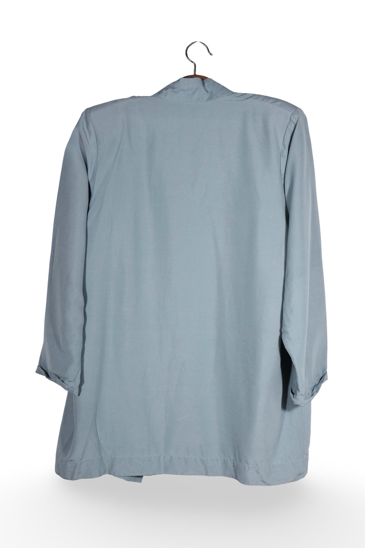 Sacou - Vintage albastru deschis din matase cu croiala lejera – L – Femei - spate