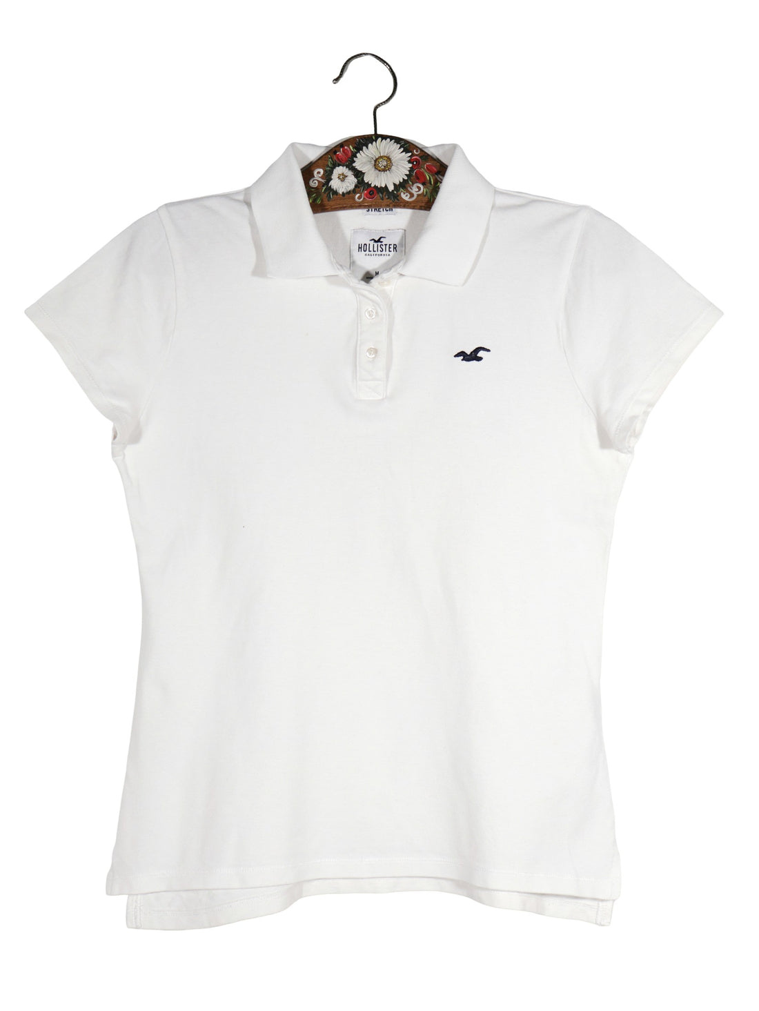 Tricou Hollister alb mărime M vedere din față second-hand premium
