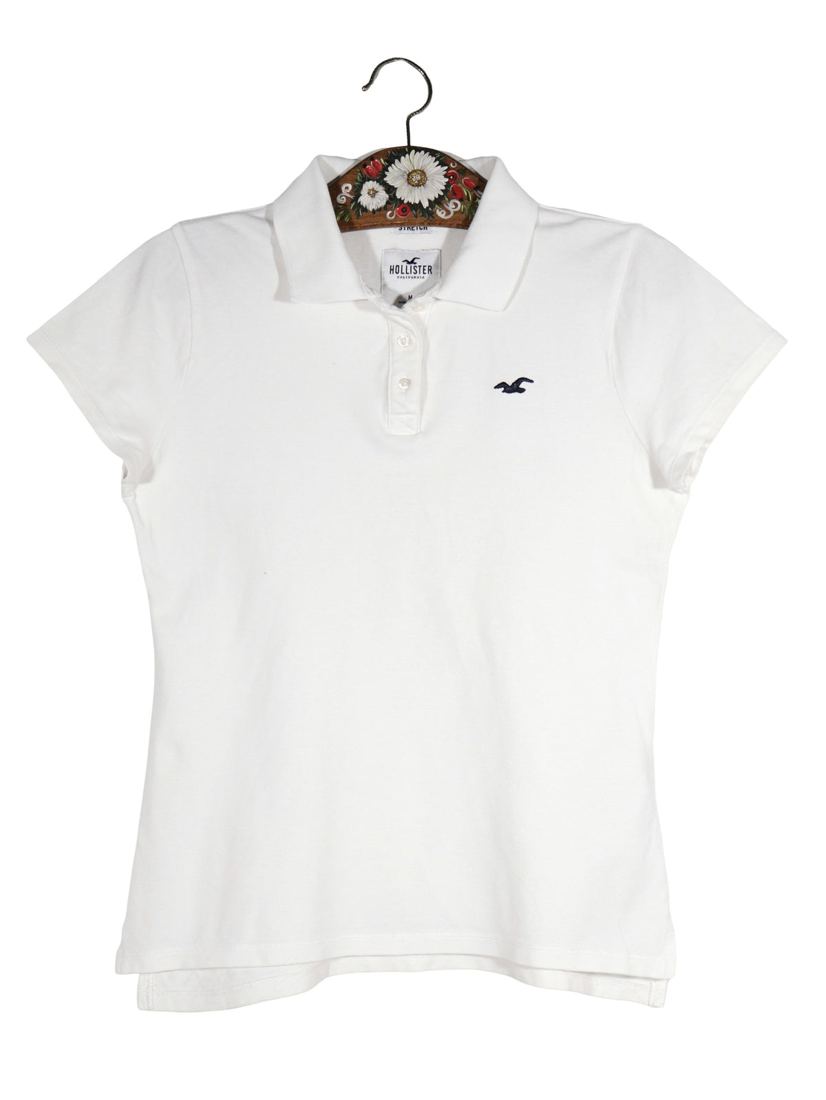 Tricou Hollister alb mărime M vedere din față second-hand premium