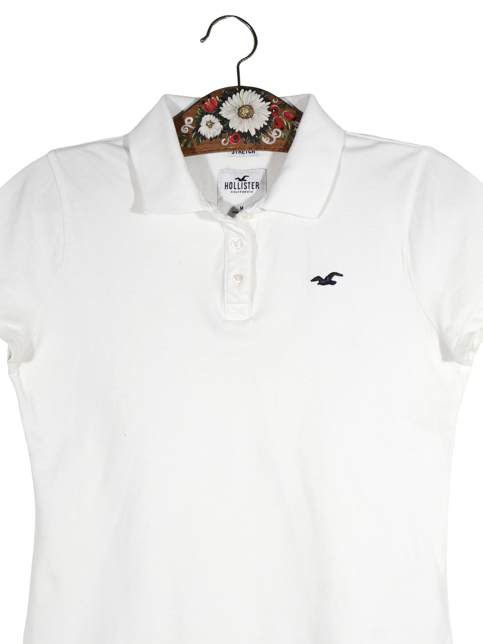 Tricou Hollister alb mărime M detaliu material și croială second-hand premium