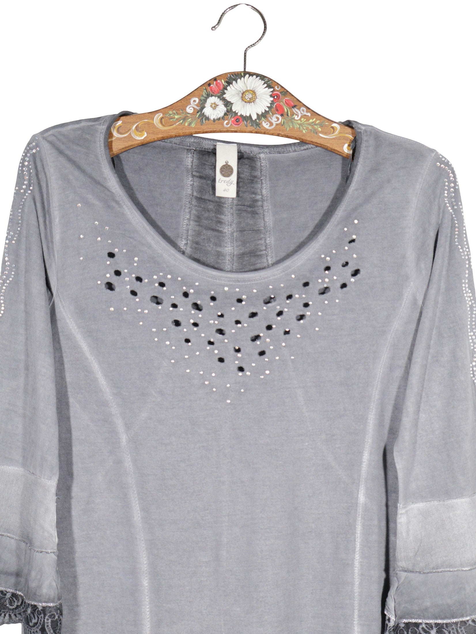 Bluza tredy gri mărime M detaliu material și croială second-hand premium
