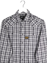 Camasa G-STAR alb-negru mărime M detaliu material și croială second-hand premium