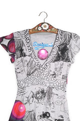 Rochie Desigual gri, roz, negru, albastru mărime S detaliu material și croială second-hand premium