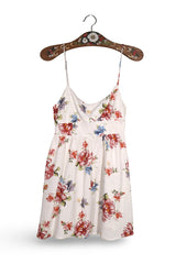 Rochie ZARA alb crem cu imprimeu floral multicolor mărime XS vedere din față second-hand premium