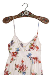 Rochie ZARA alb crem cu imprimeu floral multicolor mărime XS detaliu material și croială second-hand premium