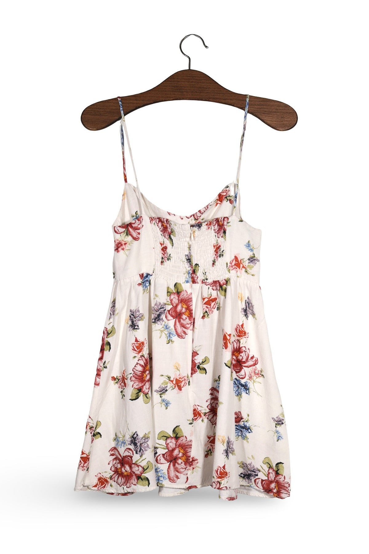Rochie ZARA alb crem cu imprimeu floral multicolor mărime XS vedere din spate second-hand premium