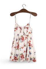 Rochie ZARA alb crem cu imprimeu floral multicolor mărime XS vedere din spate second-hand premium