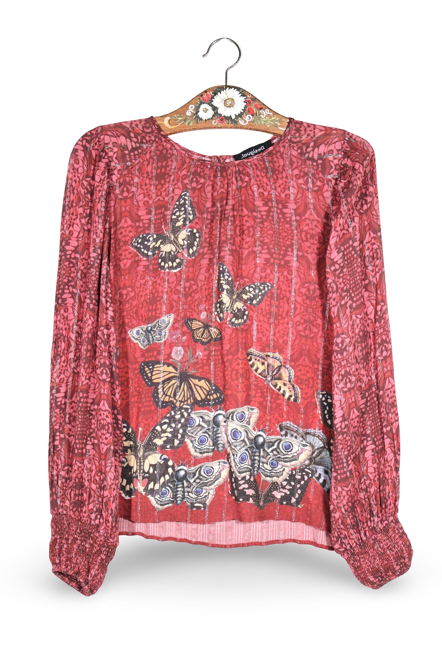 Bluza Desigual roșu mărime S vedere din față second-hand premium