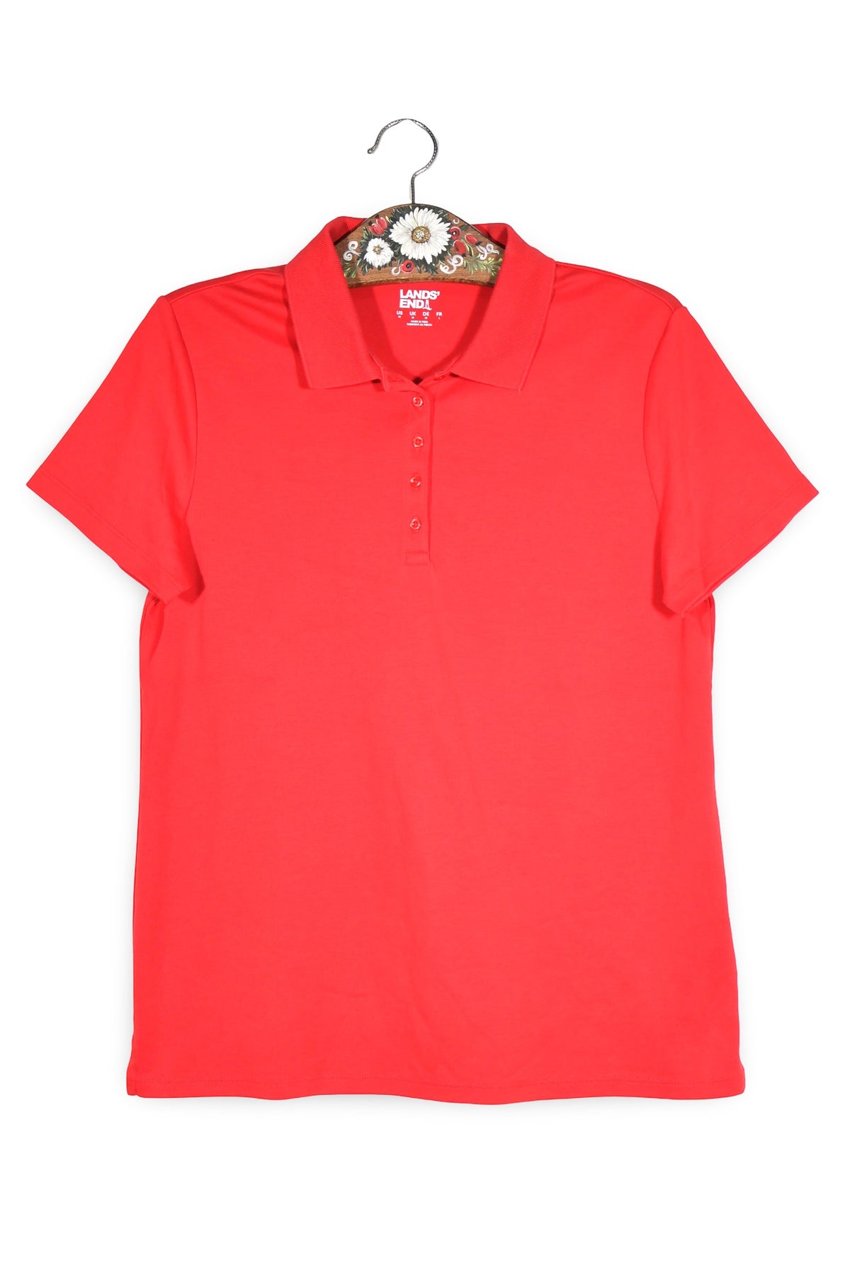Tricou Lands' End roșu mărime M vedere din față second-hand premium