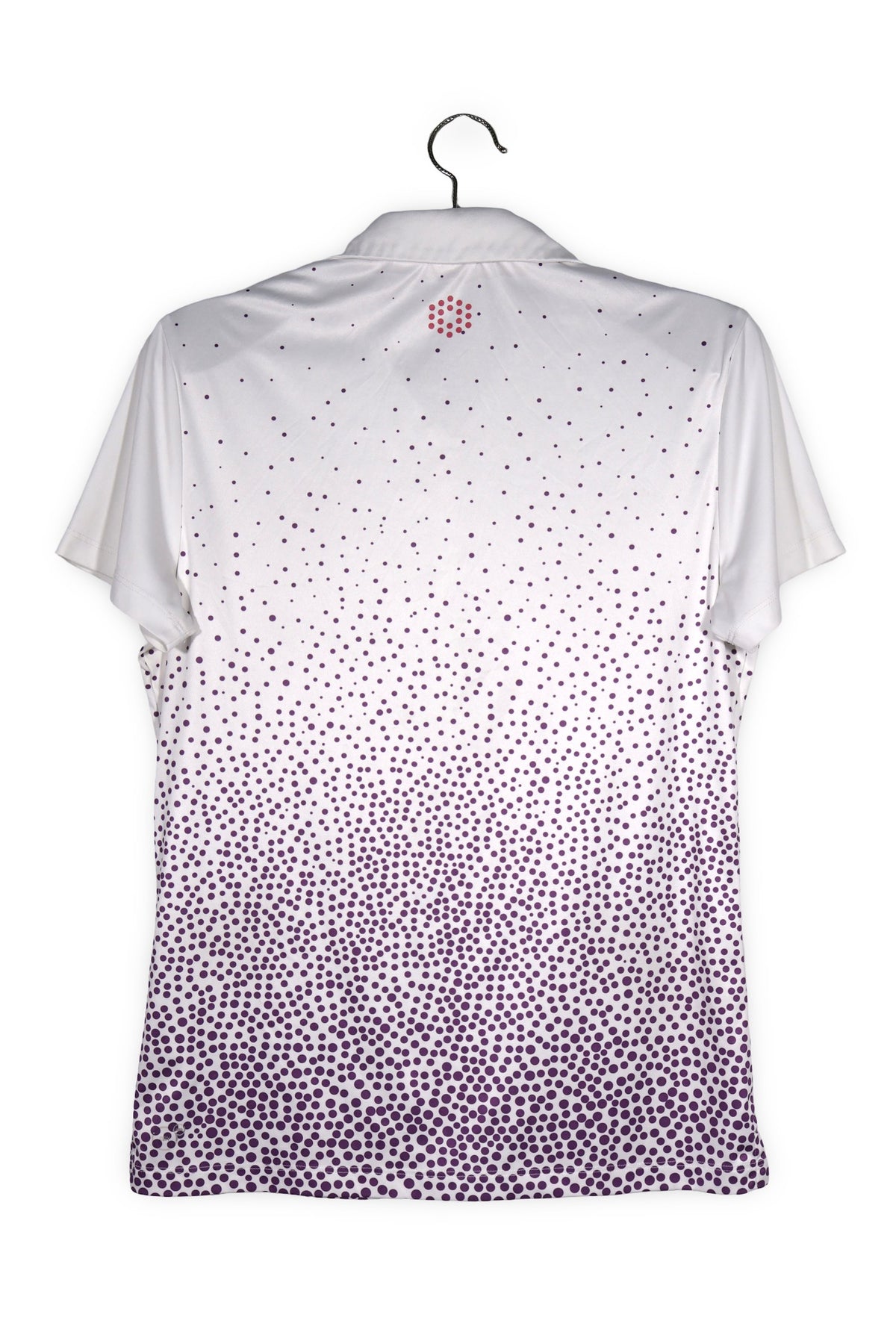 Tricou PUMA alb cu imprimeu mov mărime M vedere din spate second-hand premium