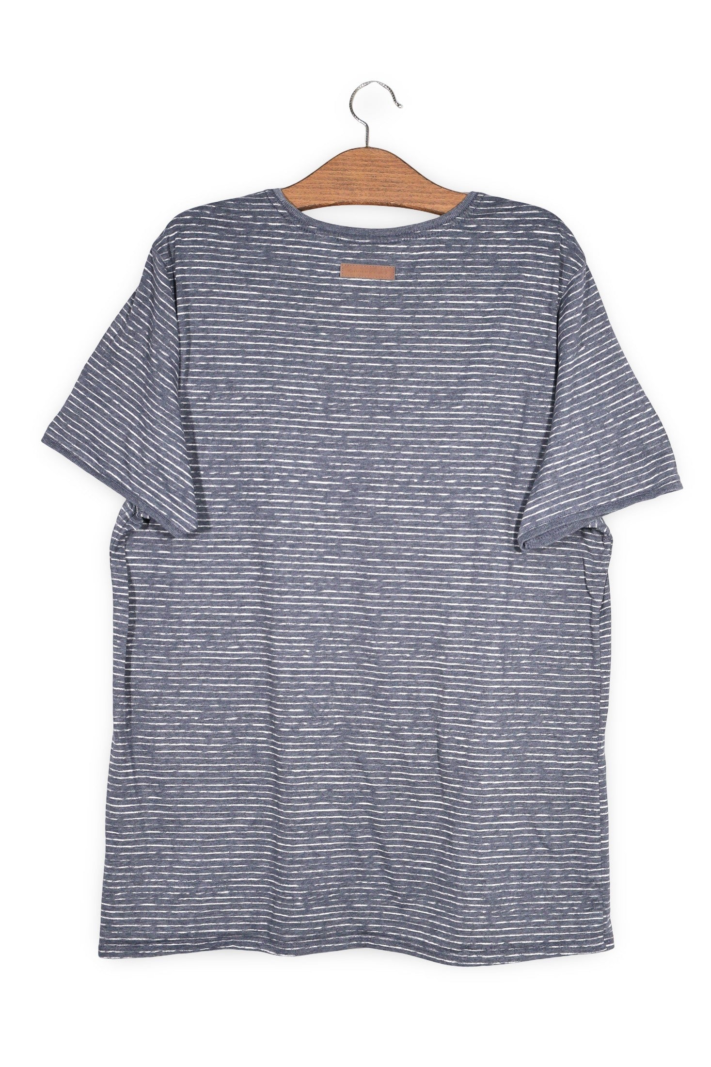 Tricou Naketano gri închis cu dungi albe mărime 3XL vedere din spate second-hand premium