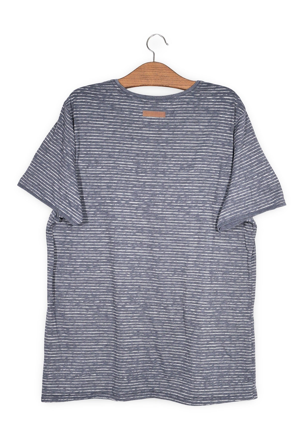 Tricou Naketano gri închis cu dungi albe mărime 3XL vedere din spate second-hand premium