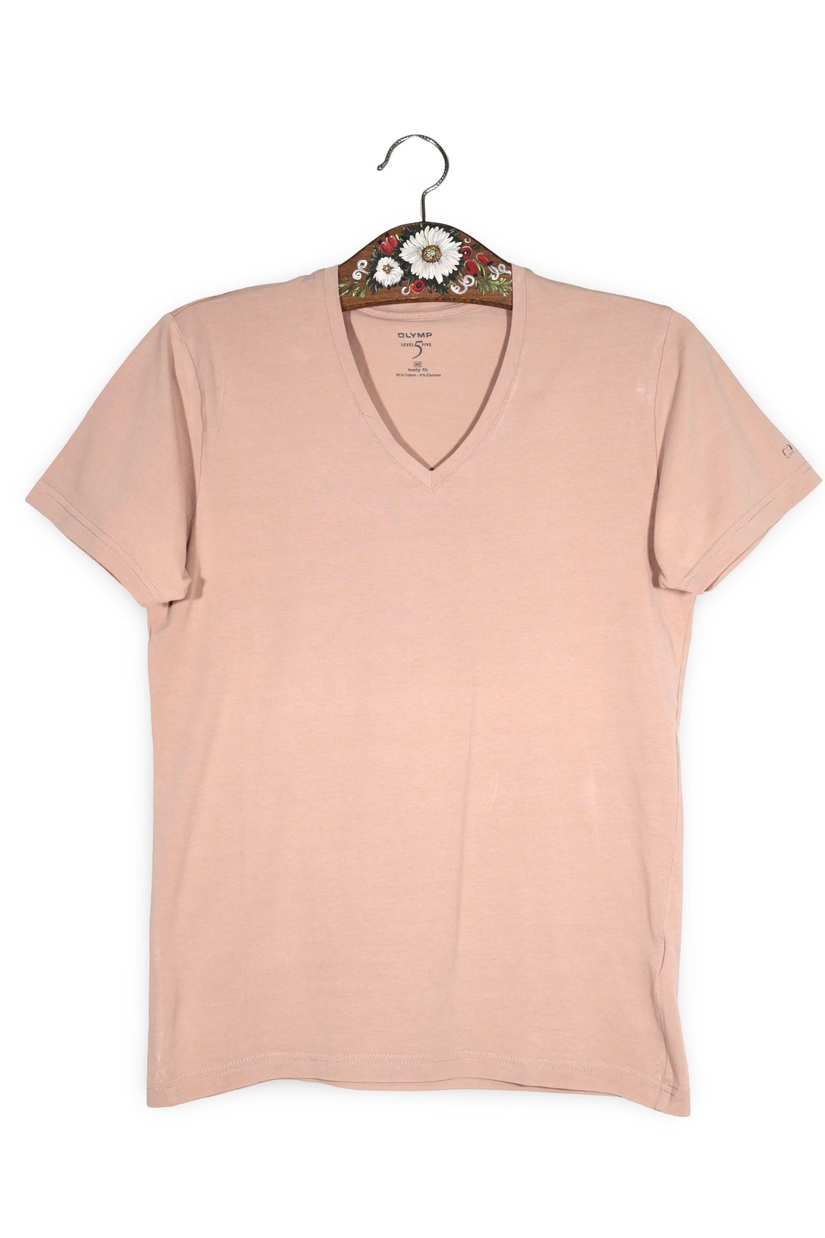 Tricou OLYMP bej roz pudrat mărime M vedere din față second-hand premium