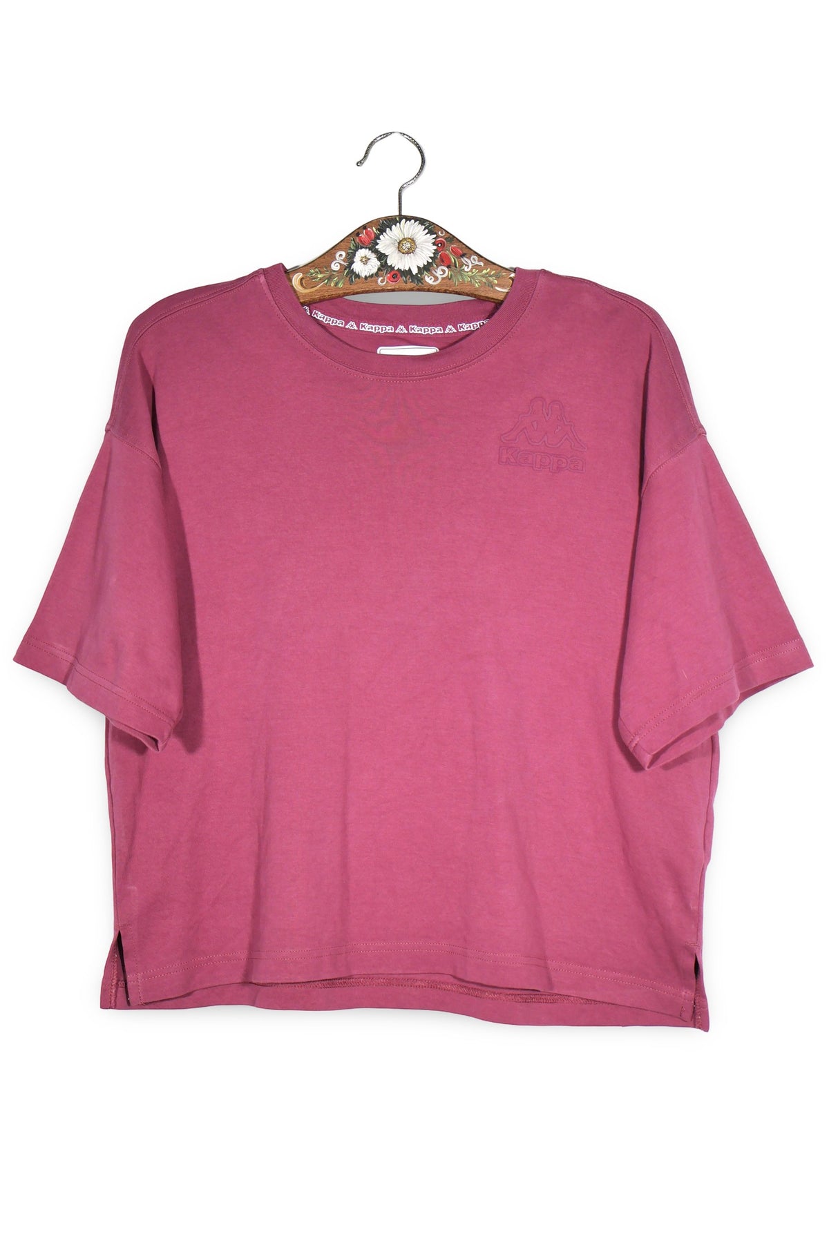 Tricou Kappa roz prăfuit mărime S vedere din față second-hand premium