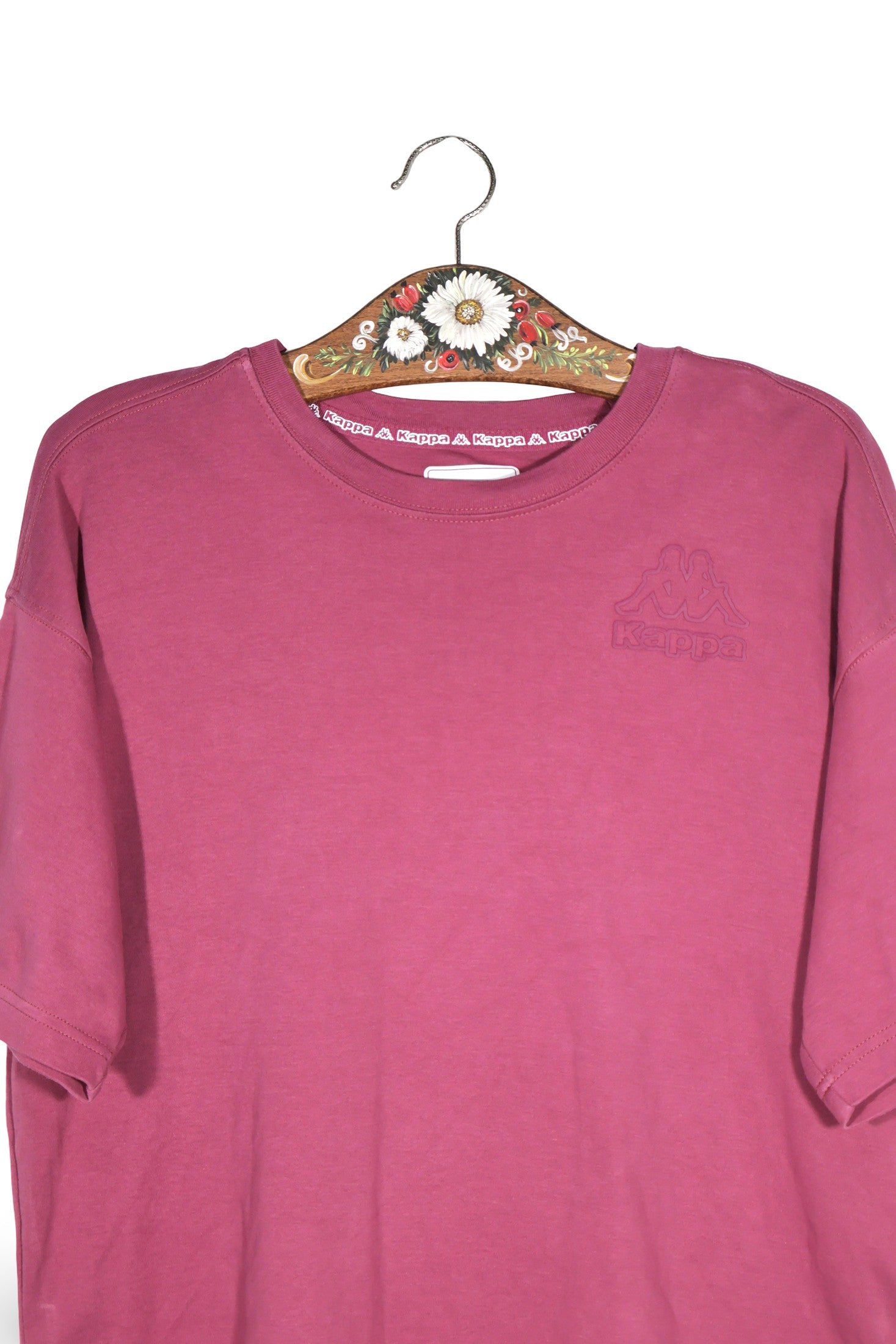 Tricou Kappa roz prăfuit mărime S detaliu material și croială second-hand premium