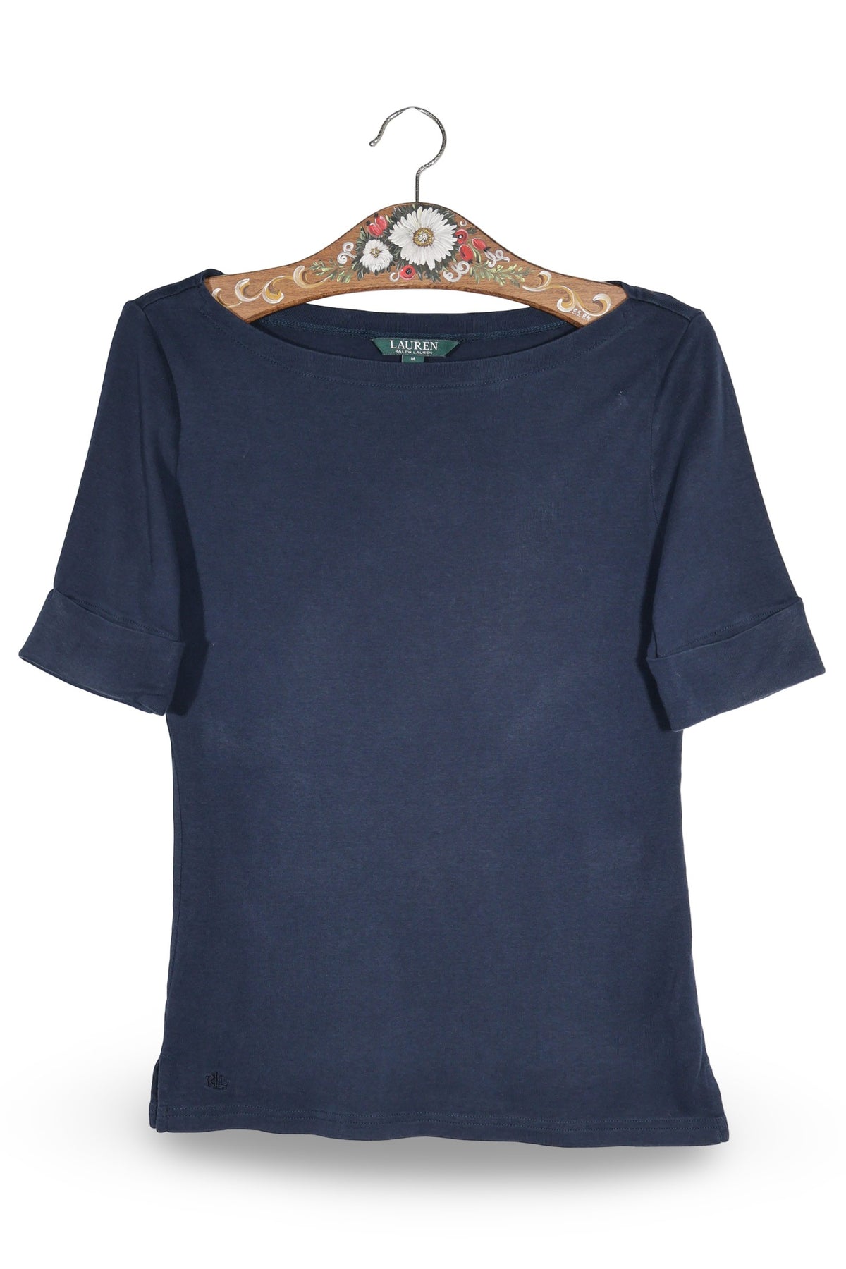 Tricou Lauren Ralph Lauren bleumarin mărime M vedere din față second-hand premium