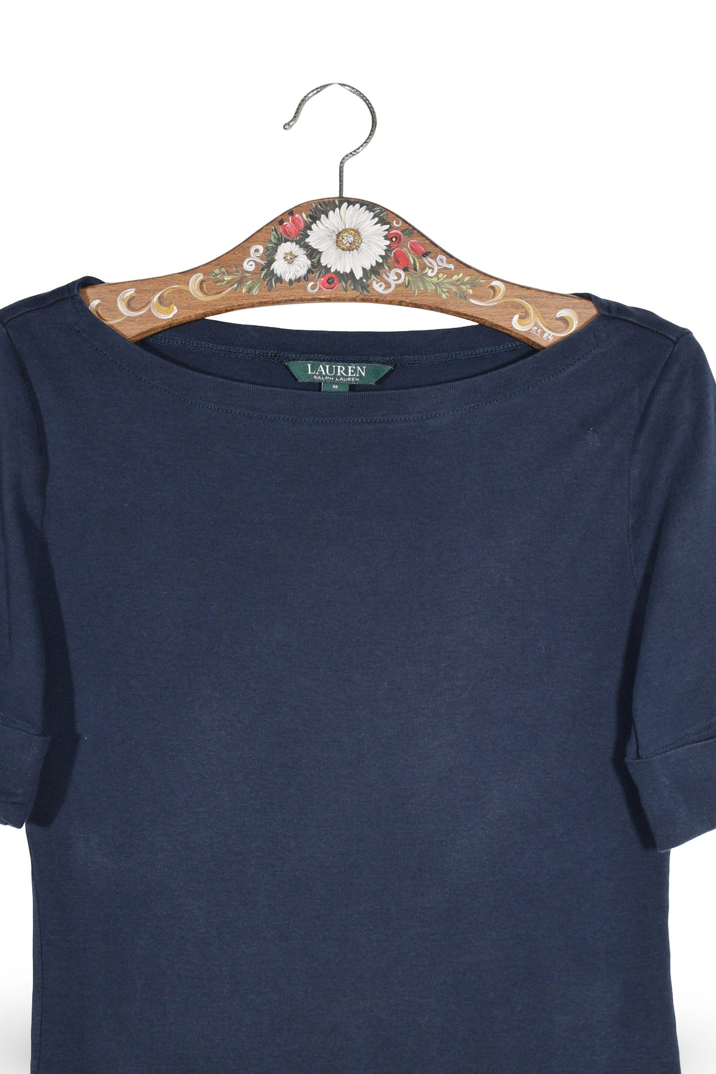 Tricou Lauren Ralph Lauren bleumarin mărime M detaliu material și croială second-hand premium