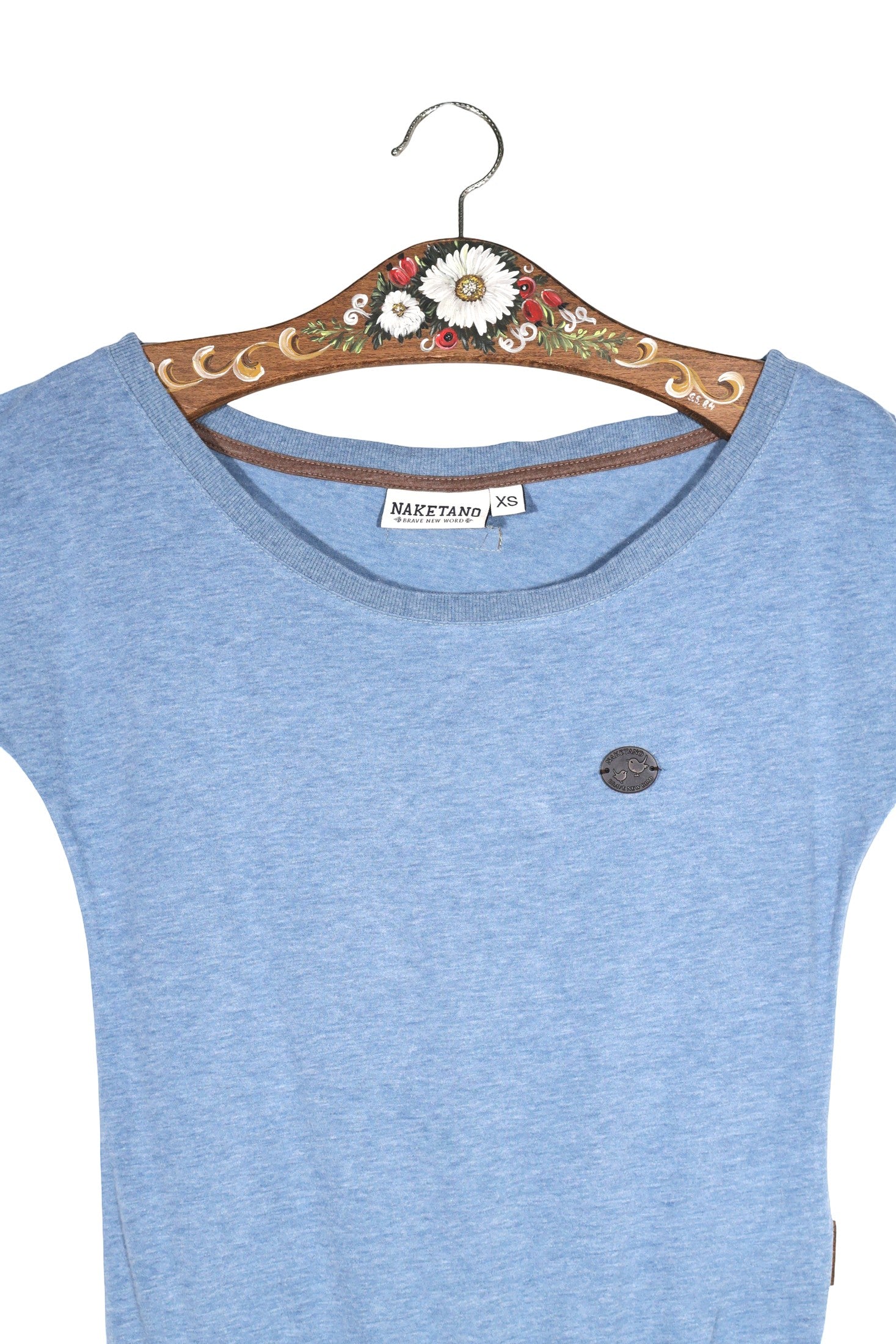 Tricou Naketano albastru mărime XS detaliu material și croială second-hand premium