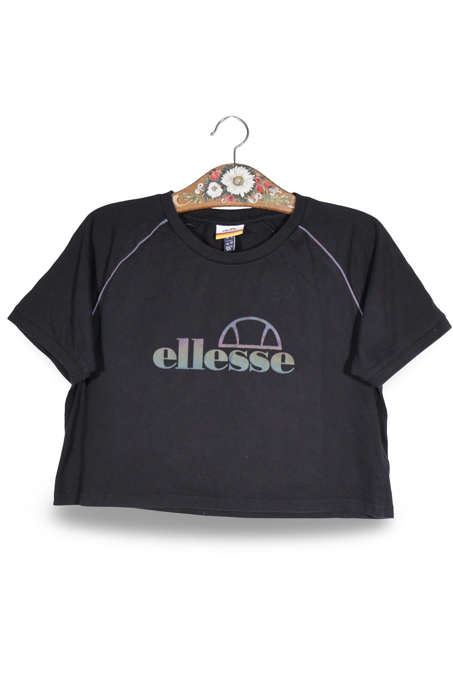 Tricou Ellesse negru mărime M vedere din față second-hand premium