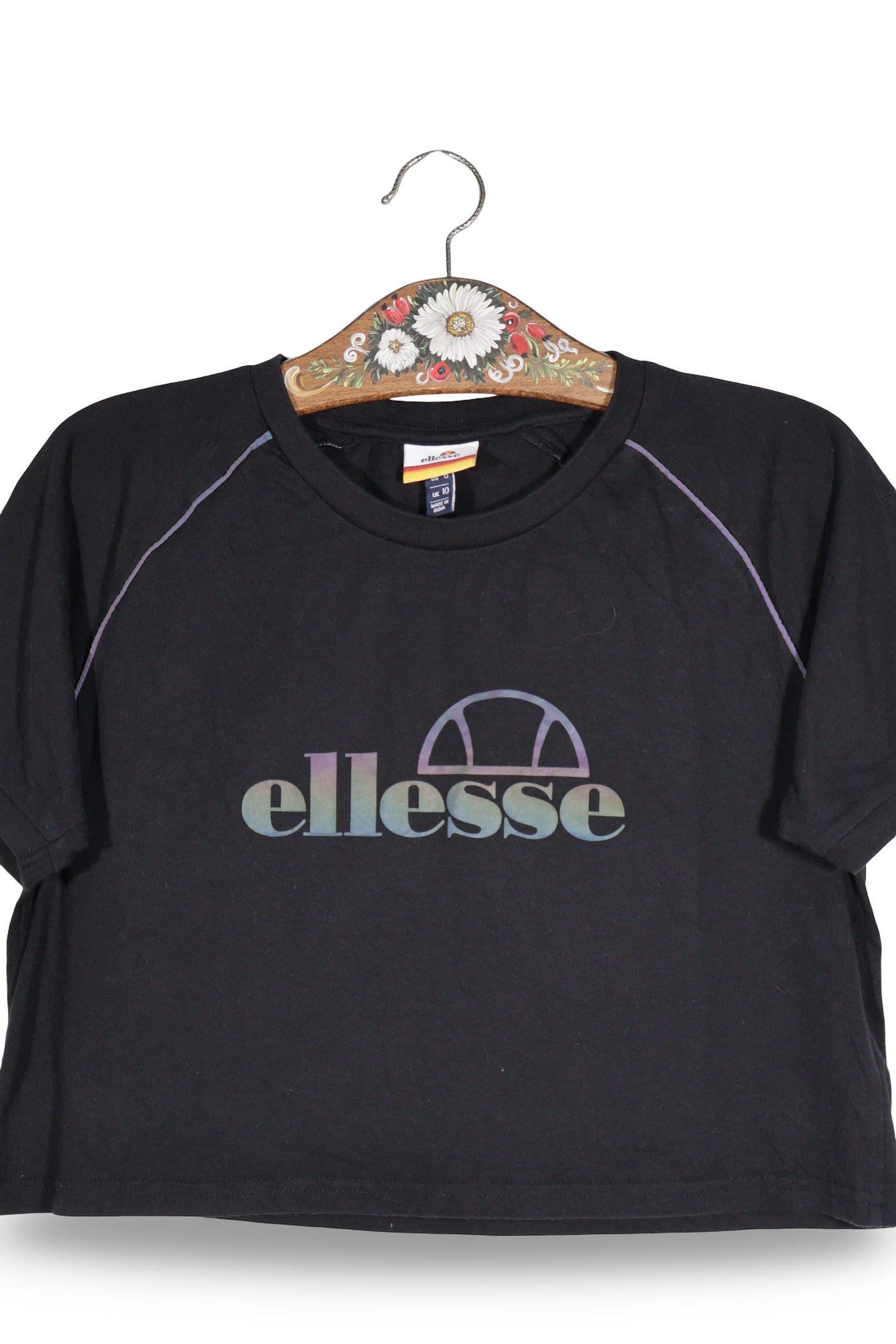 Tricou Ellesse negru mărime M detaliu material și croială second-hand premium