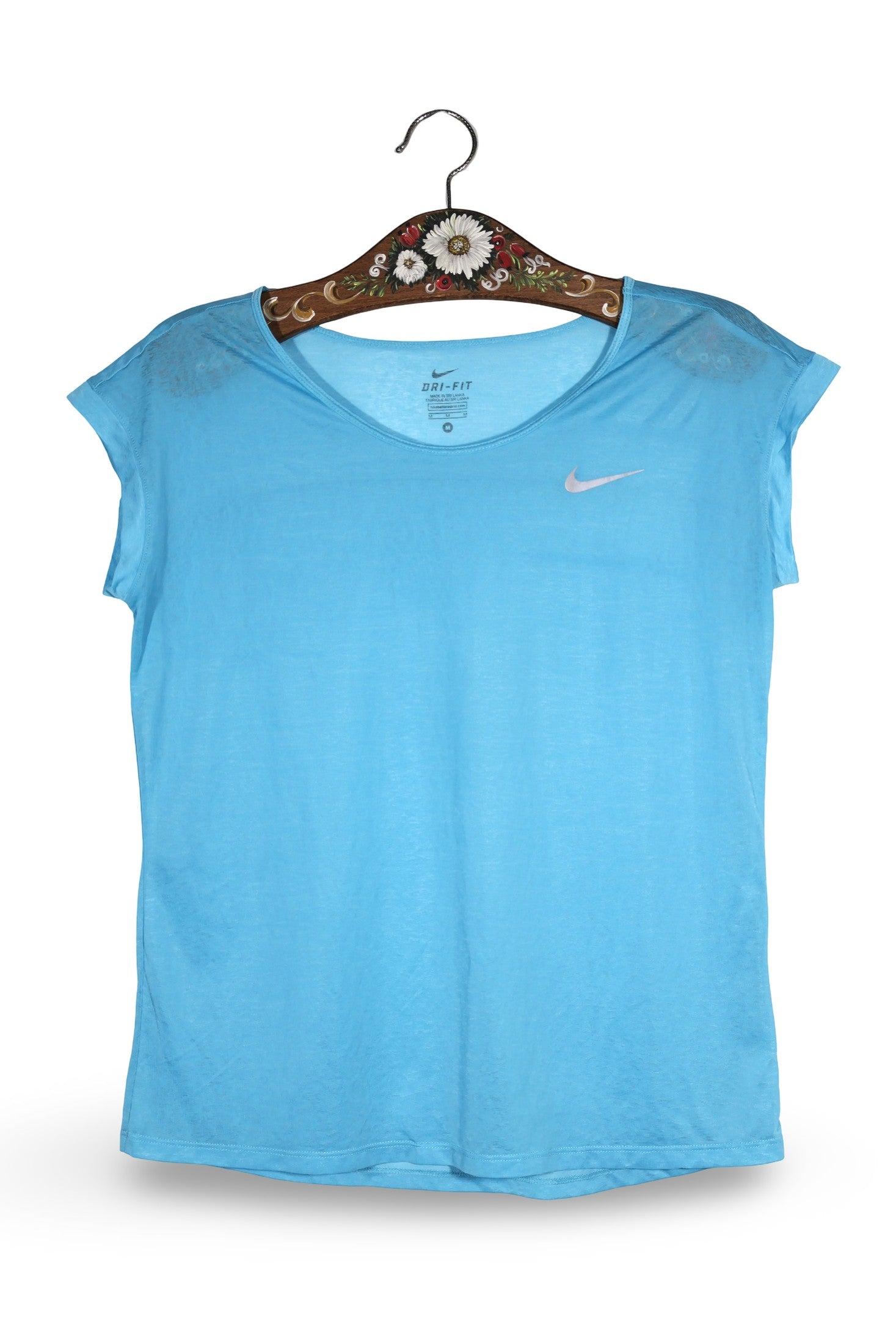 Tricou Nike albastru mărime M vedere din față second-hand premium