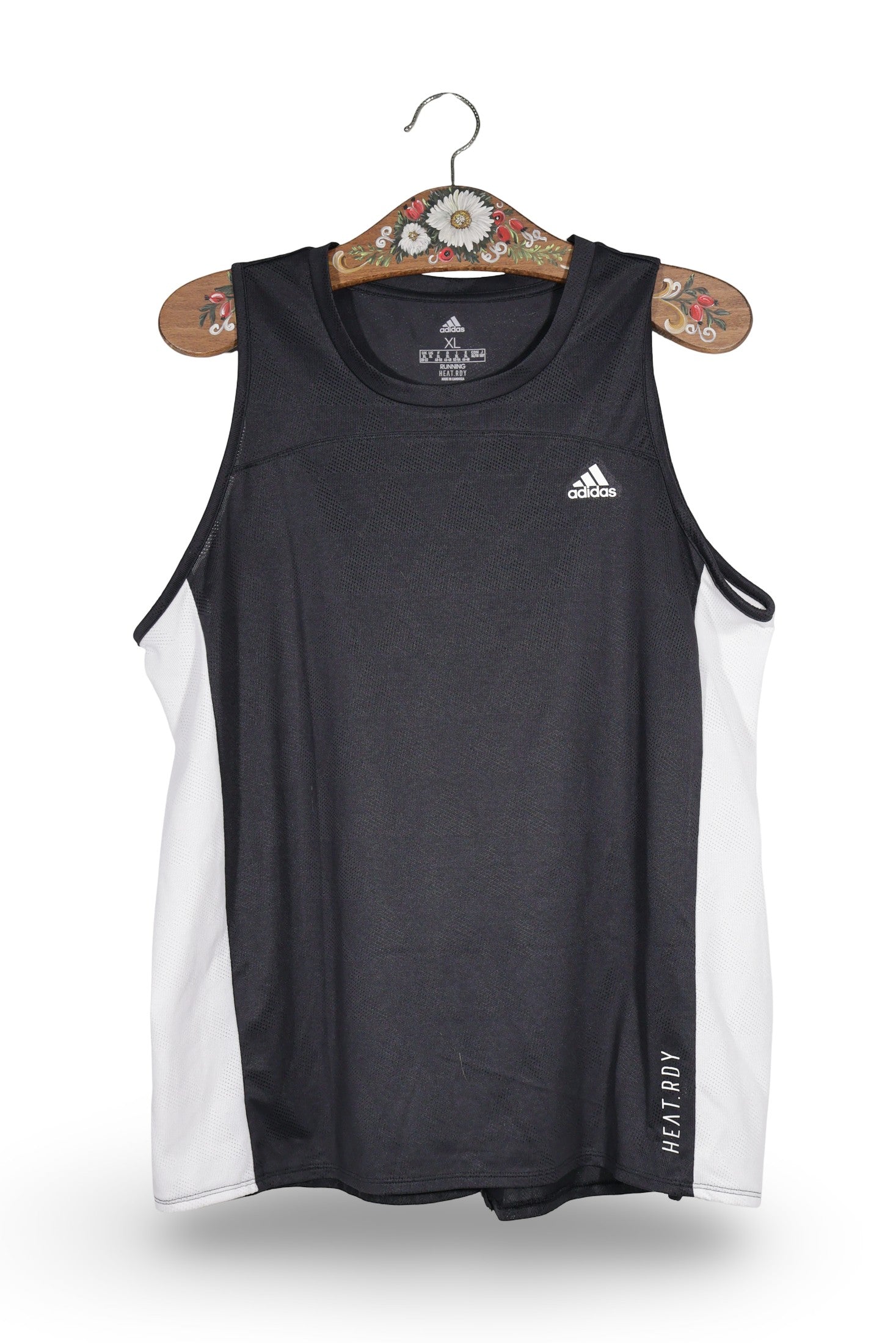 Tricou adidas negru / alb mărime XL vedere din față second-hand premium