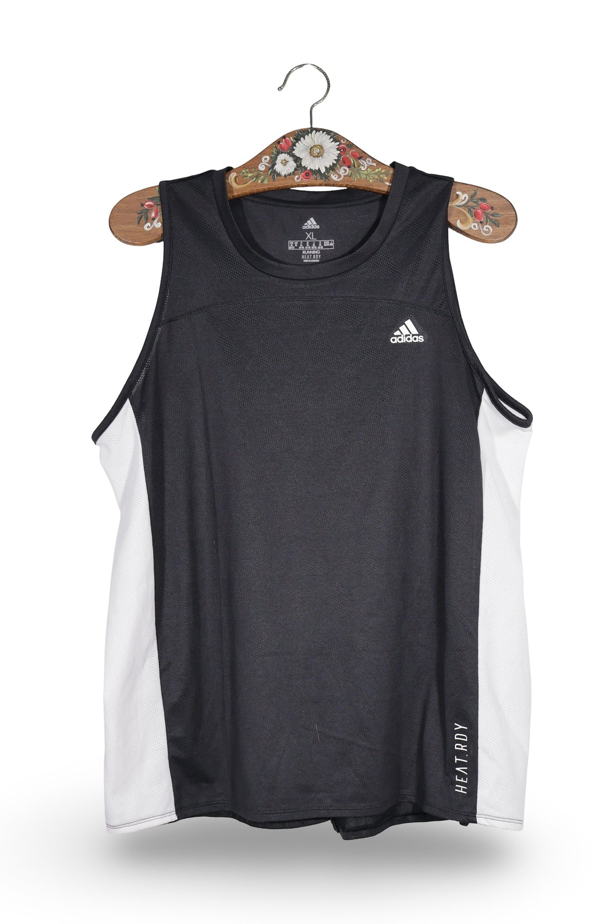 Tricou adidas negru / alb mărime XL vedere din față second-hand premium
