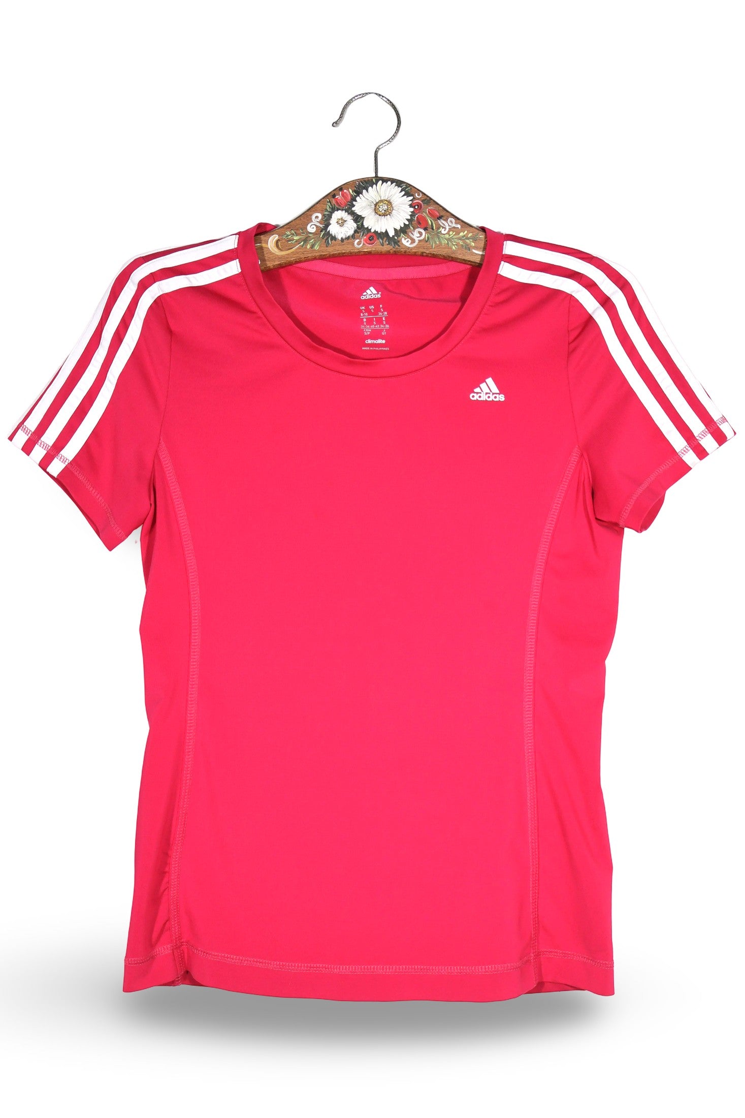 Tricou adidas roz fuchsia mărime S vedere din față second-hand premium