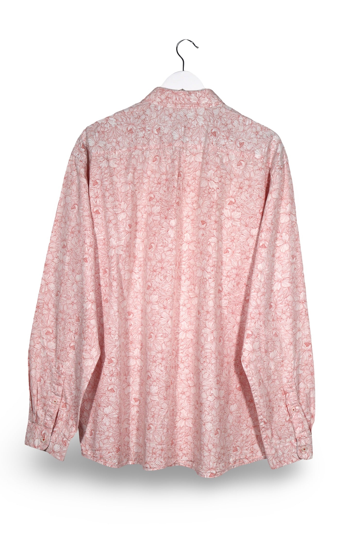Camasa s.Oliver roz pastel cu imprimeu floral mărime 3XL vedere din spate second-hand premium