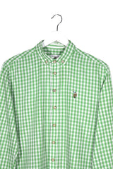 Camasa U.S. Polo Assn verde și alb mărime M detaliu material și croială second-hand premium