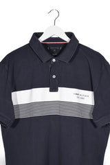 Tricou Tommy Hilfiger bleumarin, alb mărime XXL detaliu material și croială second-hand premium