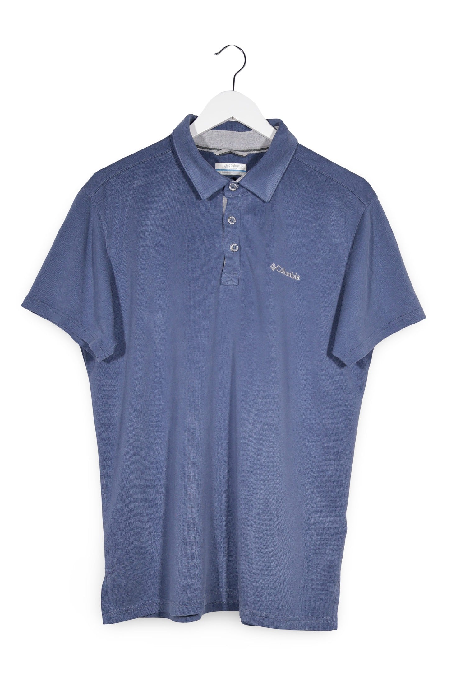Tricou Columbia albastru mărime M vedere din față second-hand premium