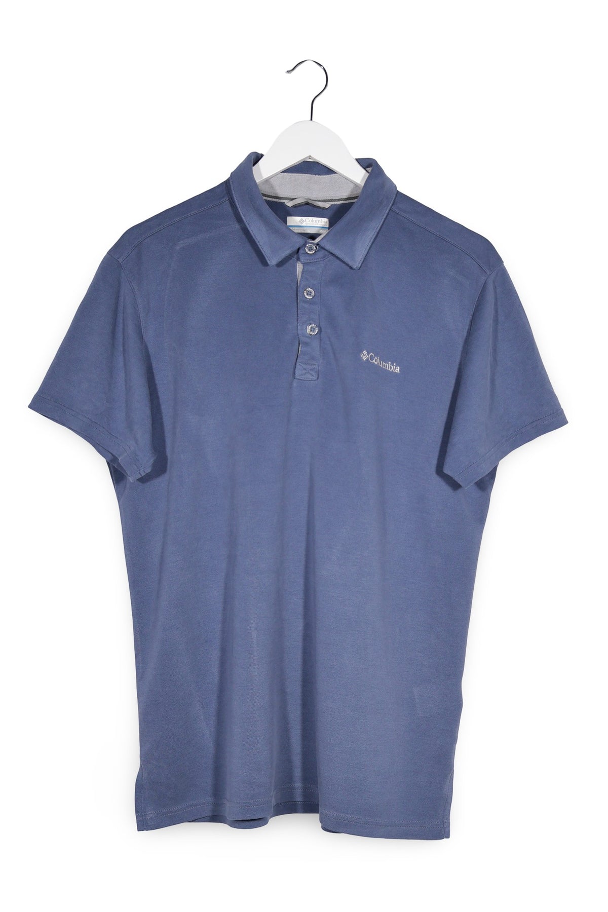 Tricou Columbia albastru mărime M vedere din față second-hand premium