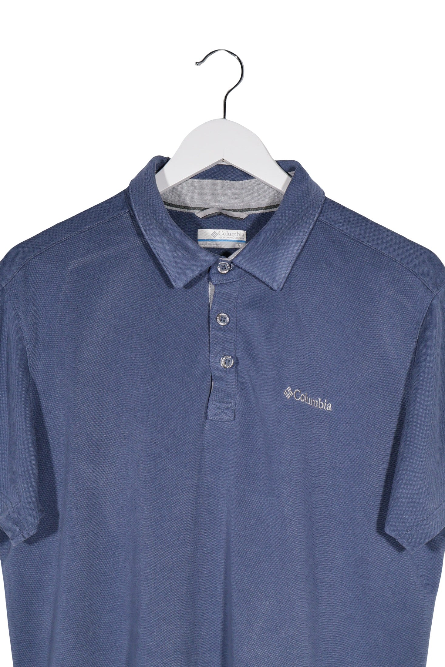 Tricou Columbia albastru mărime M detaliu material și croială second-hand premium
