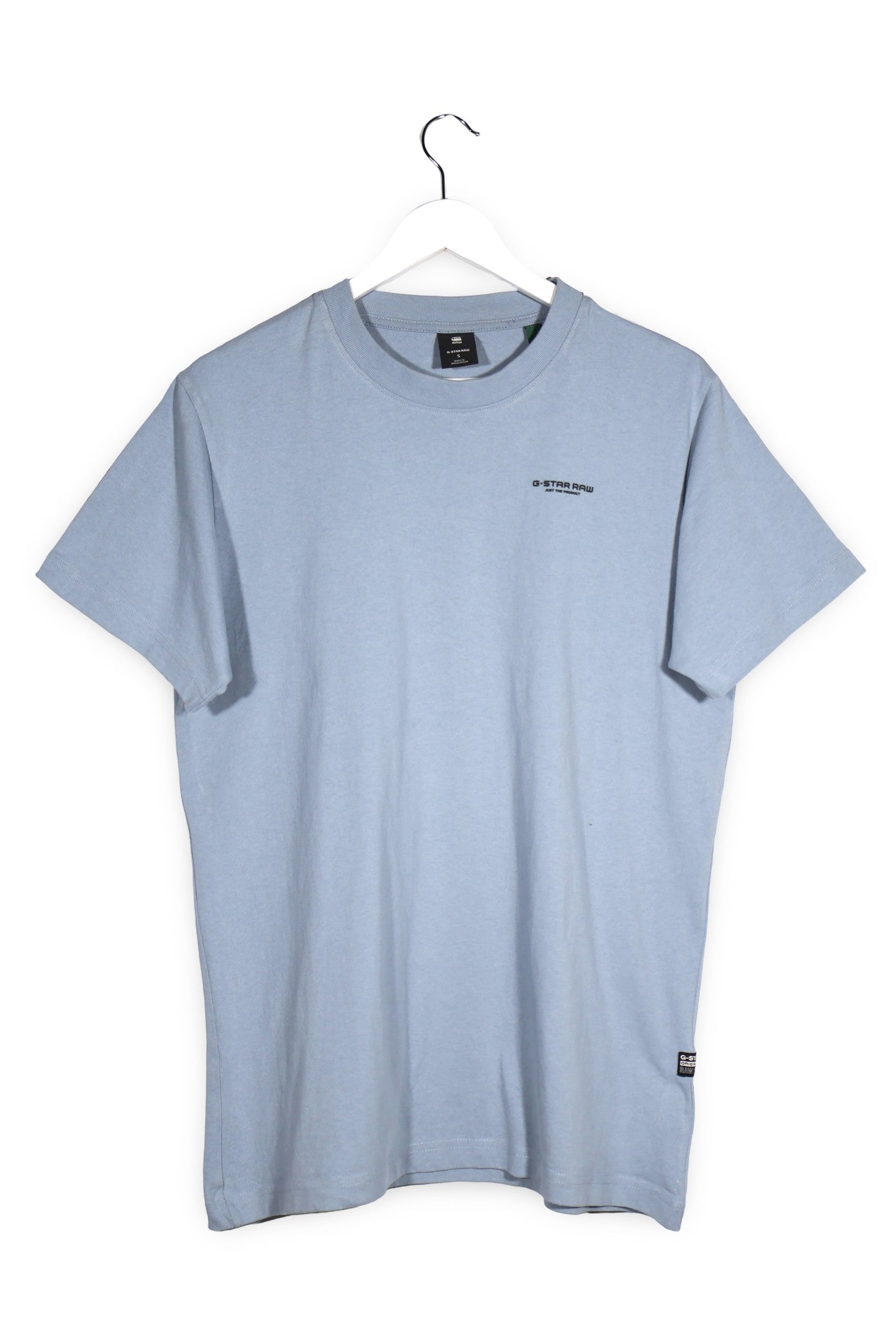 Tricou G-STAR RAW bleu deschis mărime S vedere din față second-hand premium