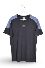 Tricou adidas negru, albastru mărime M vedere din față second-hand premium