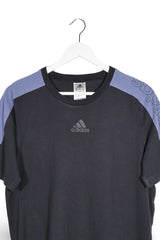 Tricou adidas negru, albastru mărime M detaliu material și croială second-hand premium