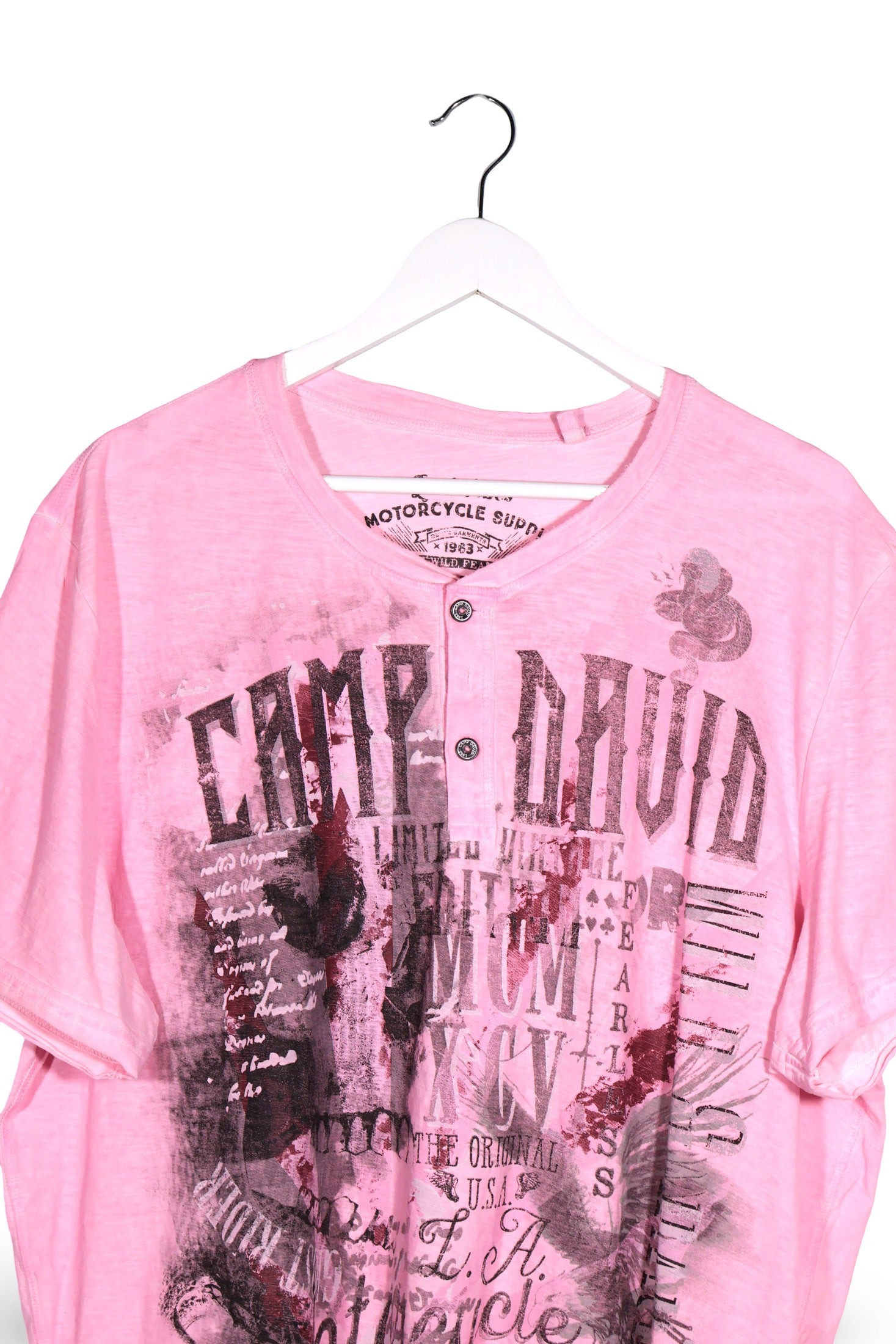 Tricou Camp David roz mărime XL detaliu material și croială second-hand premium