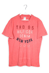 Tricou Hilfiger Denim coral spalacit mărime XXL vedere din față second-hand premium