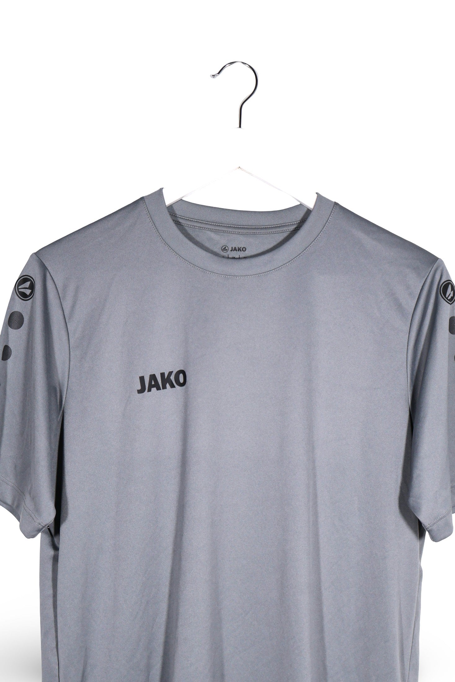 Tricou JAKO gri mărime S detaliu material și croială second-hand premium