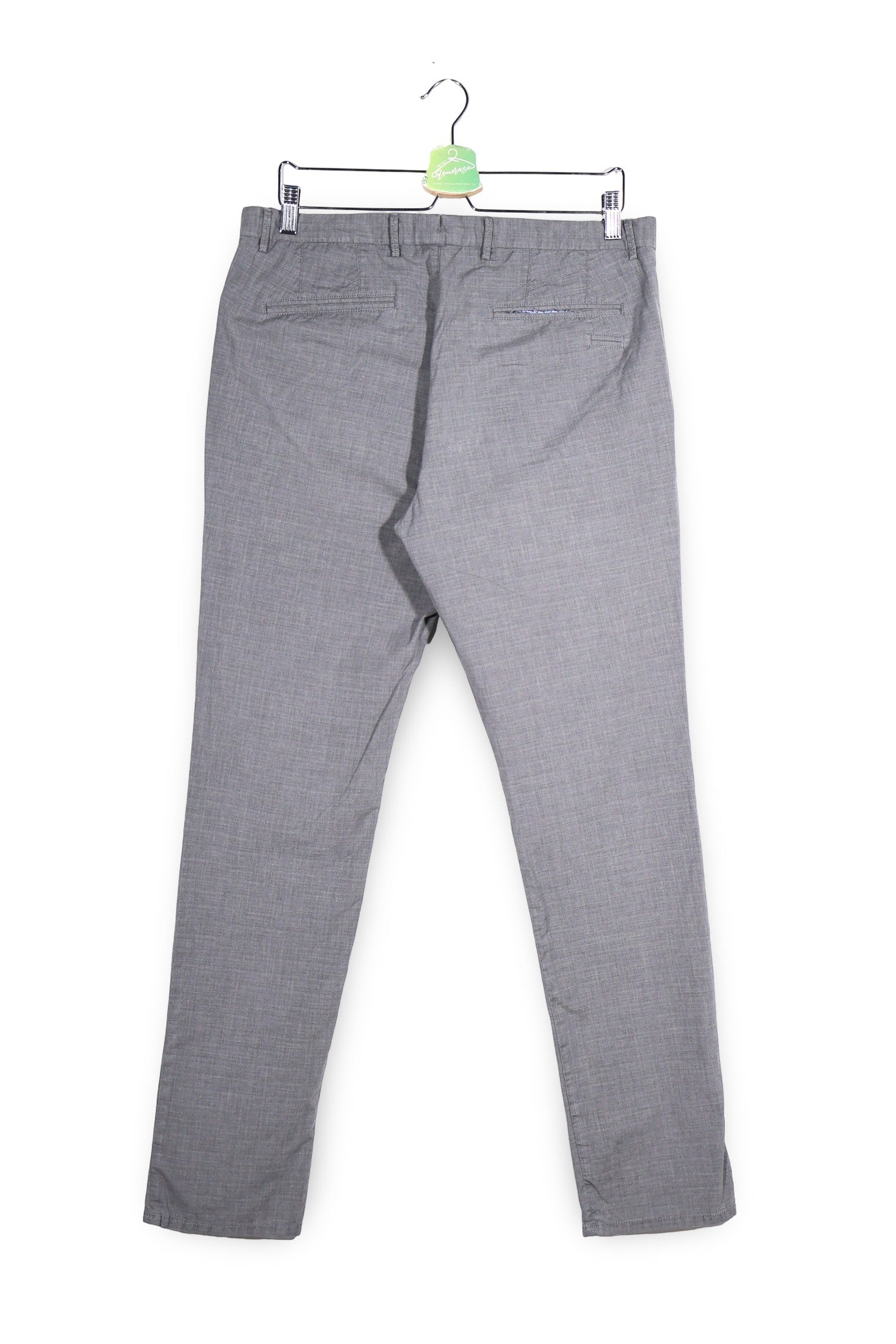 Pantaloni Massimo Dutti gri mărime M detaliu material și croială second-hand premium