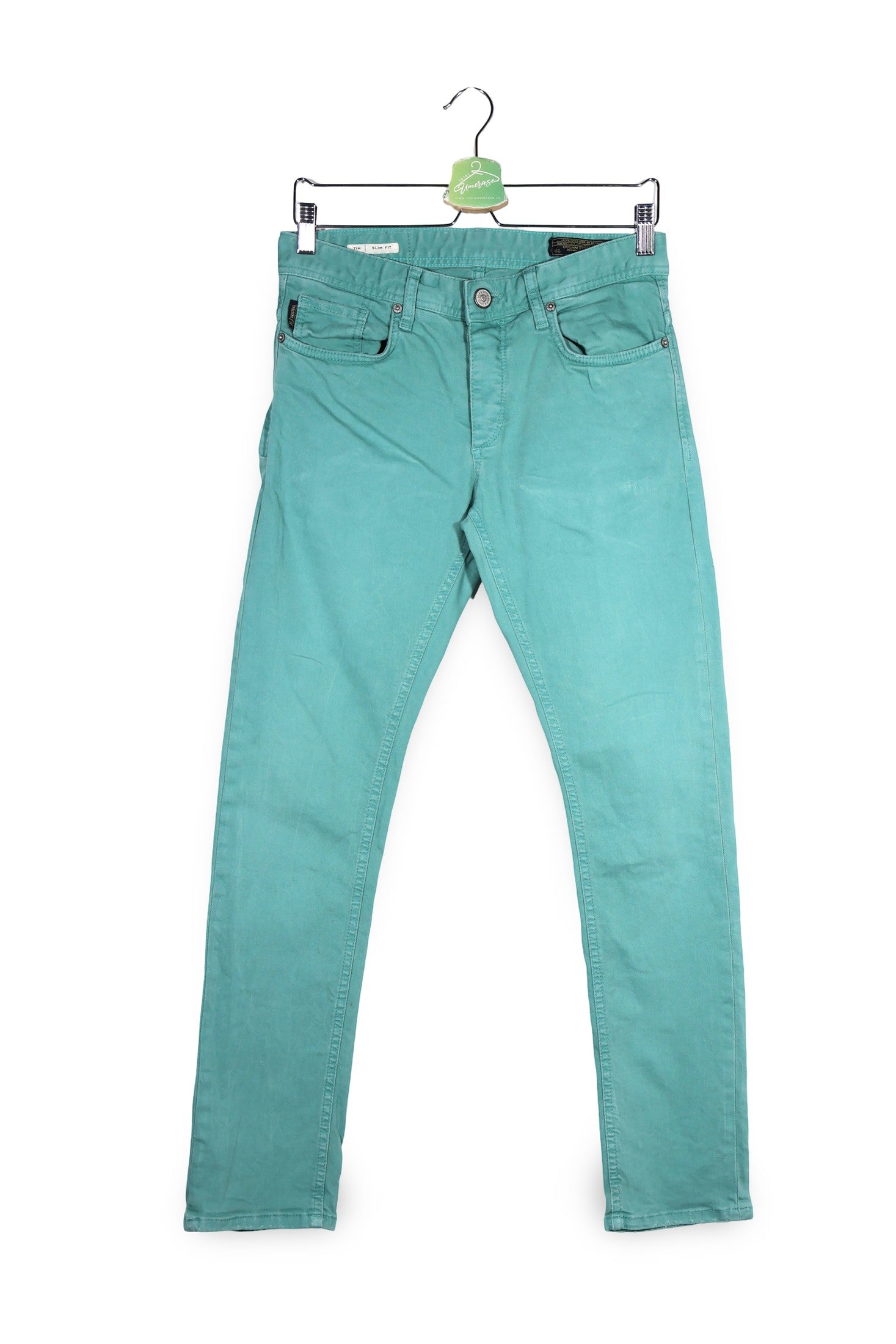 Blugi JACK & JONES turcoaz mărime W29 vedere din față second-hand premium