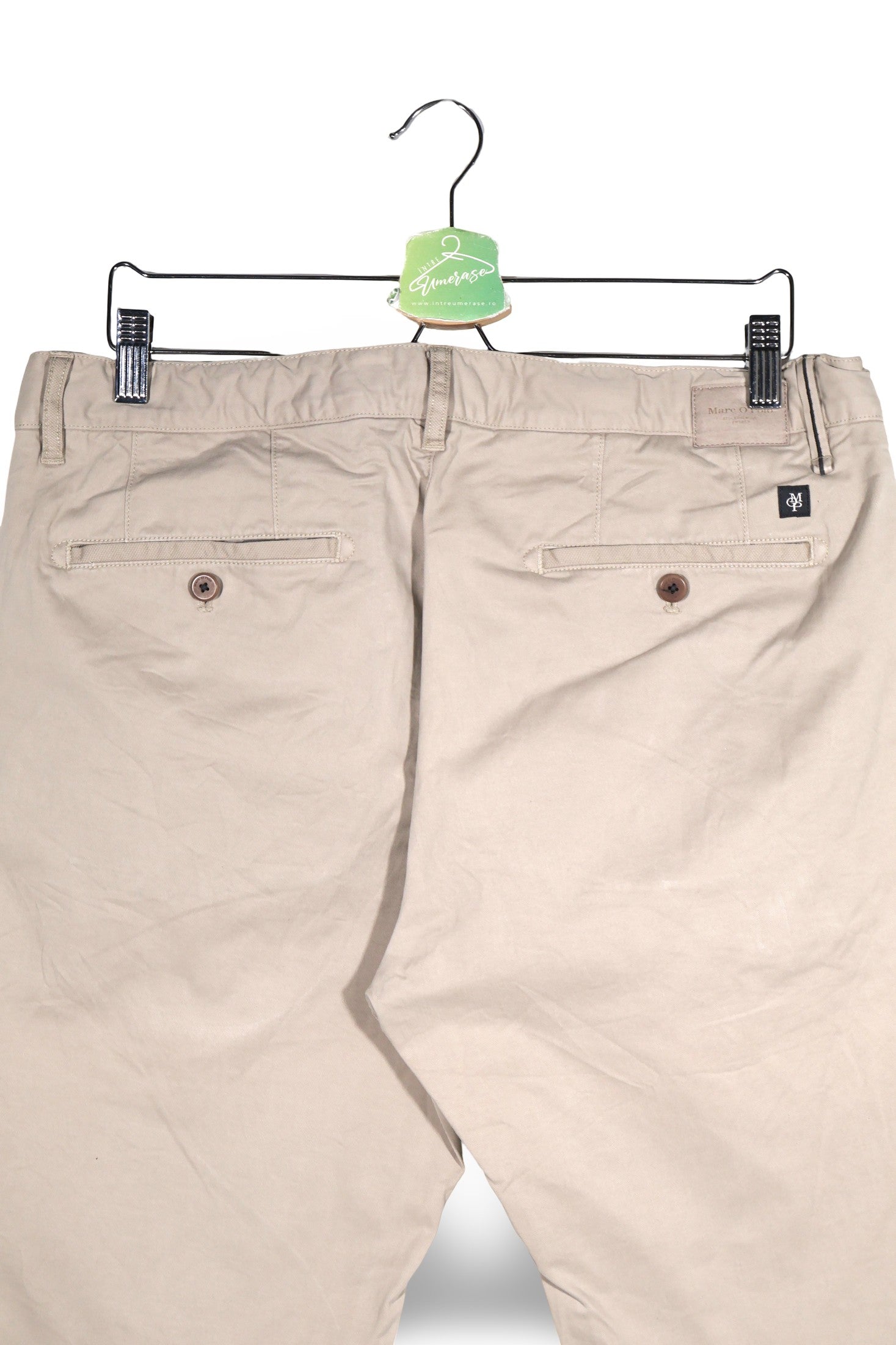 Pantaloni Marc O'Polo bej mărime L detaliu material și croială second-hand premium