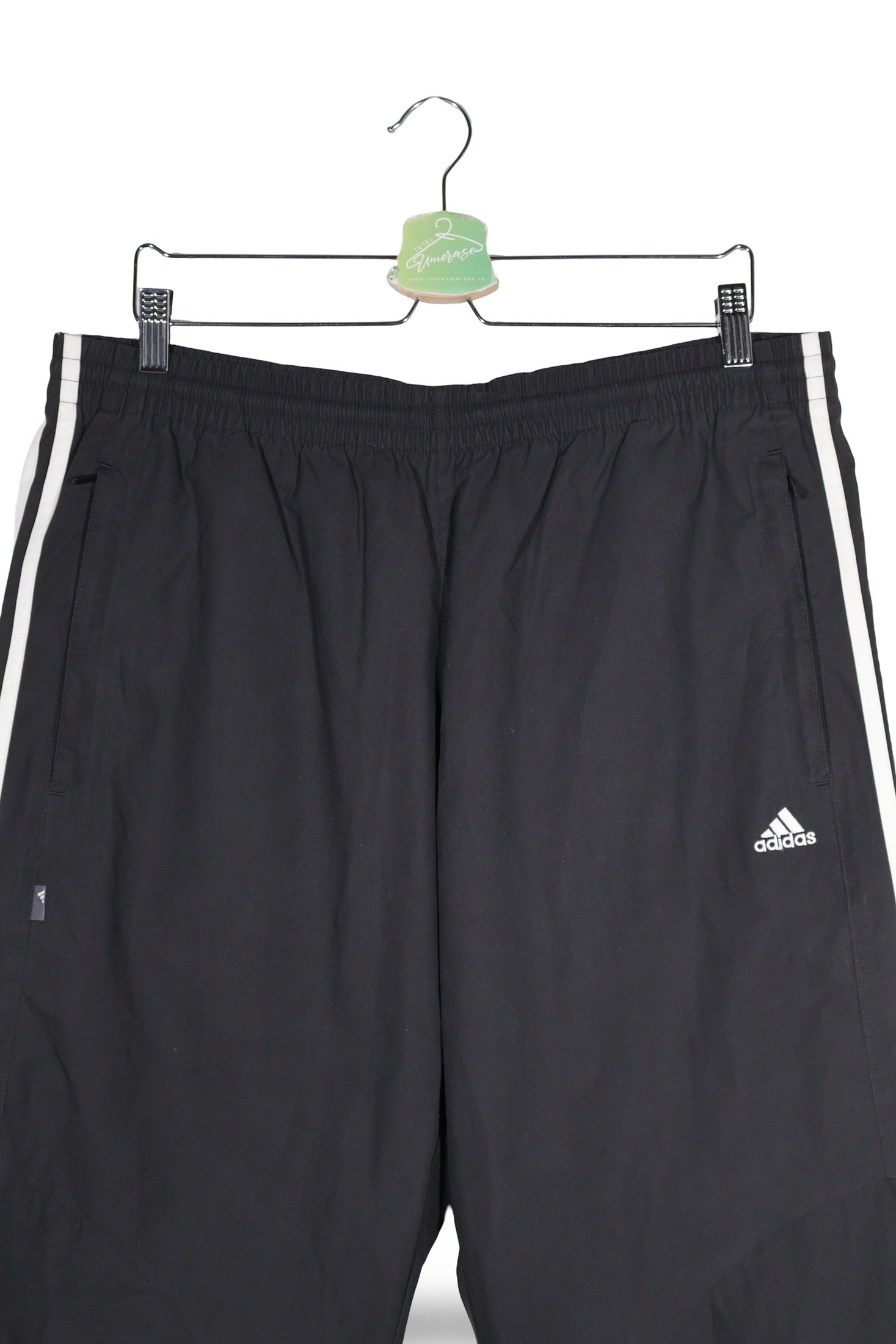 Pantaloni 2/3 adidas negru mărime L detaliu material și croială second-hand premium
