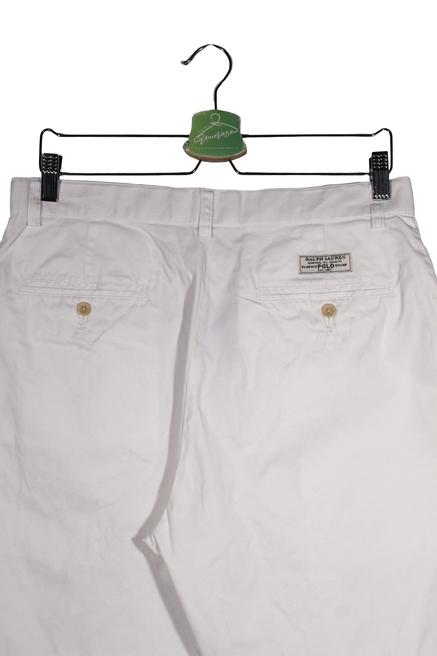 Pantaloni scurti Polo by Ralph Lauren alb mărime S detaliu material și croială second-hand premium