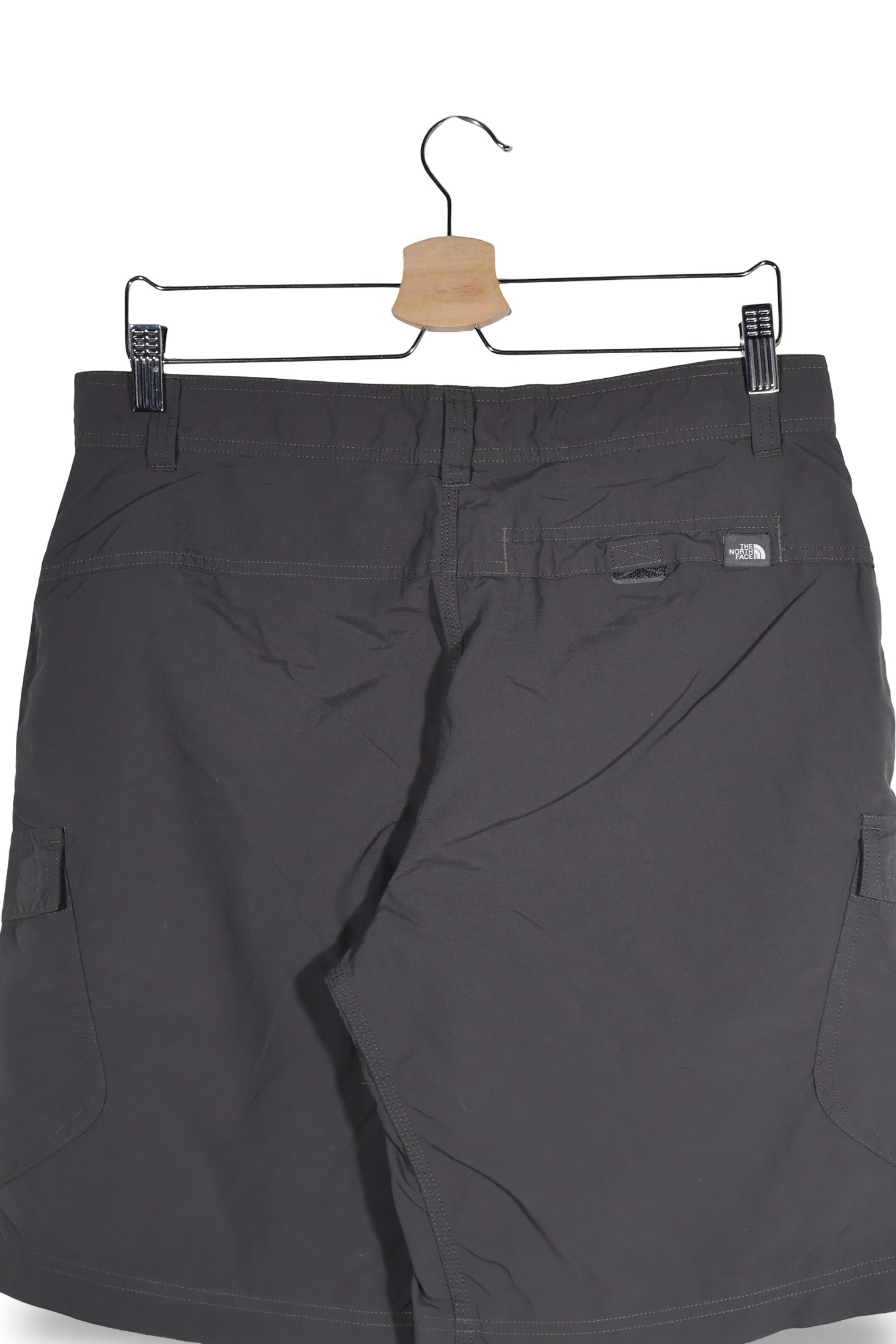 Blugi scurti The North Face gri-antracit mărime S detaliu material și croială second-hand premium