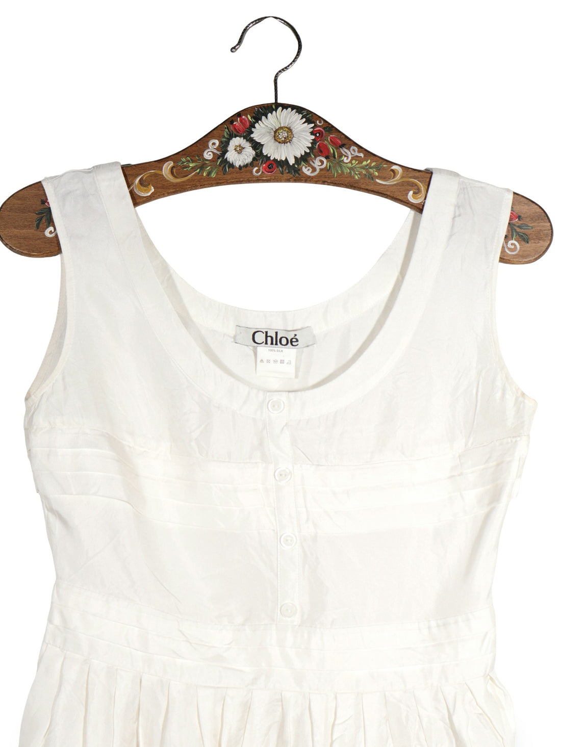 Top Chloé alb ivoire mărime M detaliu material și croială second-hand premium