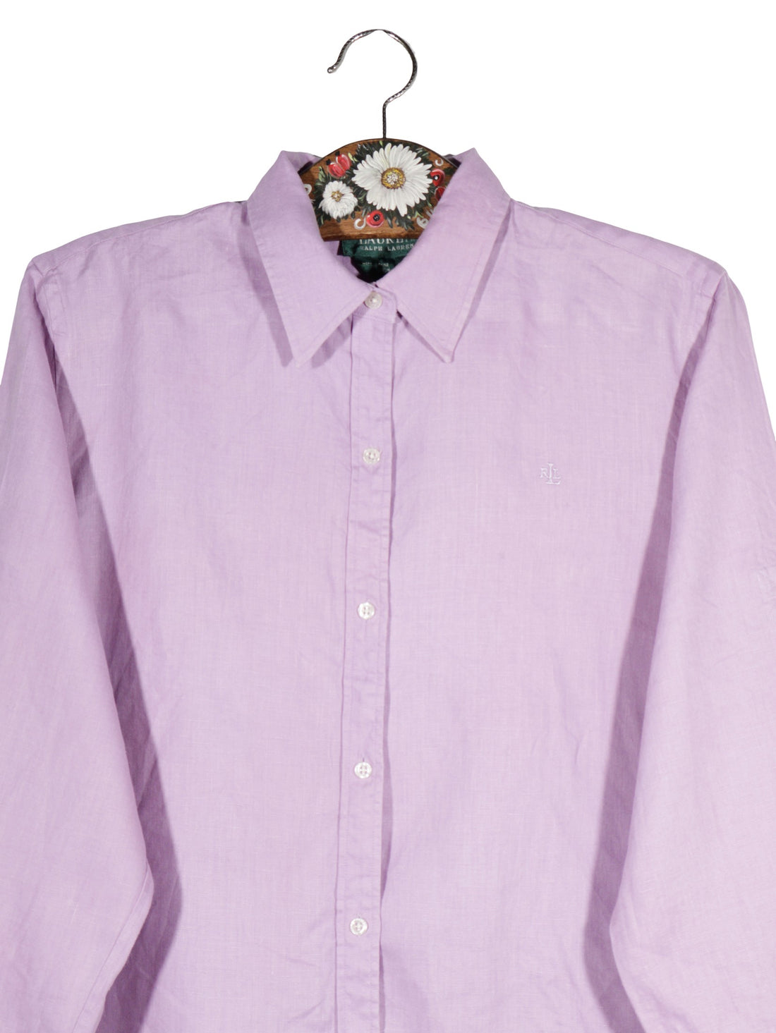 Camasa Ralph Lauren liliac mărime M detaliu material și croială second-hand premium