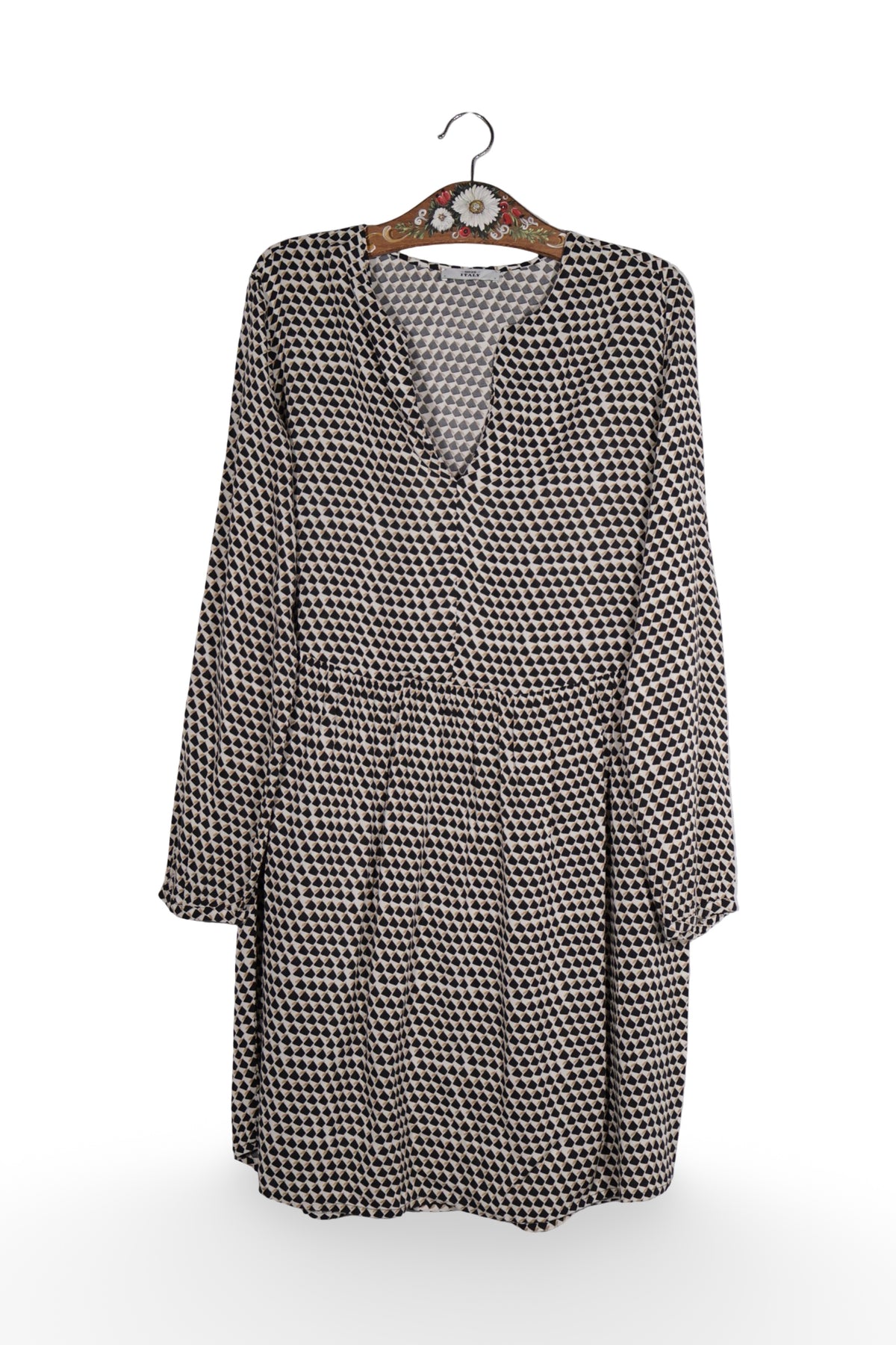 Rochie - Premium cu imprimeu geometric alb-negru – L – Femei - fata